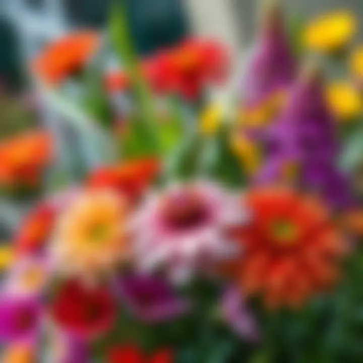 Vibrant perennial flowers in a creative arrangement