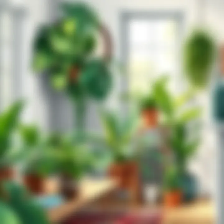 Lush green plants enhancing a cozy interior