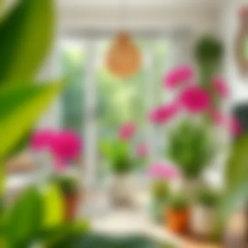 Transform Your Space with Vibrant Potted Flowers Vibrant potted flowers in a sunny living room