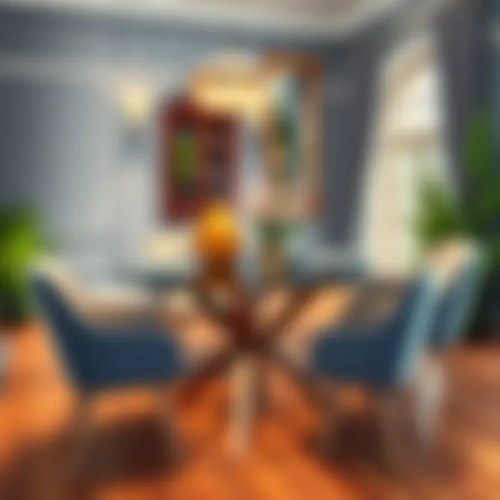 Stylish dining setting featuring a glass-covered table